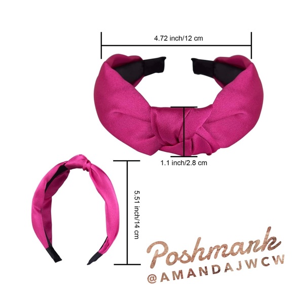 Silk Cross Knot Twist Headband - Black - 1” Wide - Picture 3 of 5